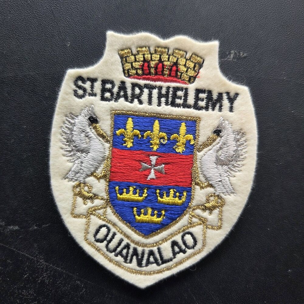 Vintage St Barthelemy Ouanalao Embroidered Coat of Arms Patch Le Colibri